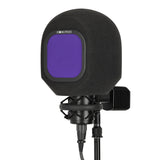 Comet C80 with dual layer pop filter with eyeball style isolation foam booth for vocal, asmr, streaming -- Midnight Purple