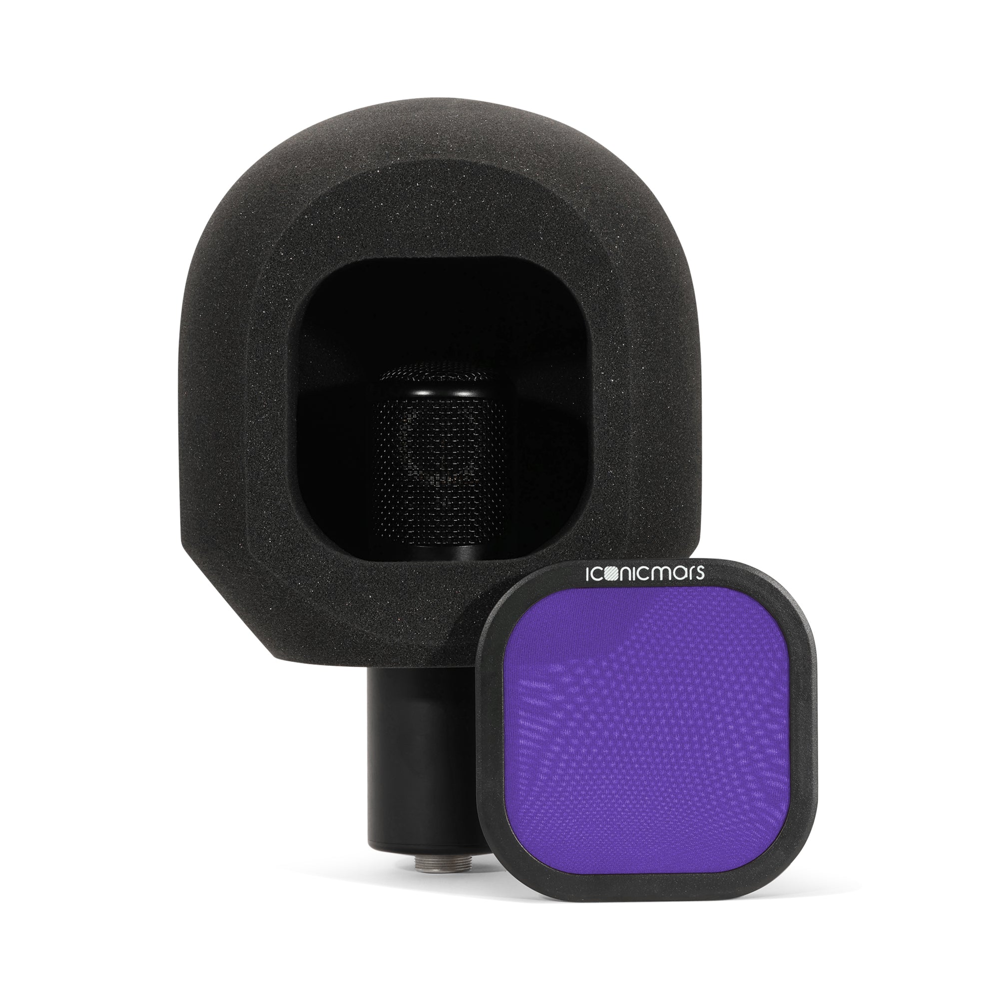 Comet C80 with dual layer pop filter with eyeball style isolation foam booth for vocal, asmr, streaming -- Midnight Purple